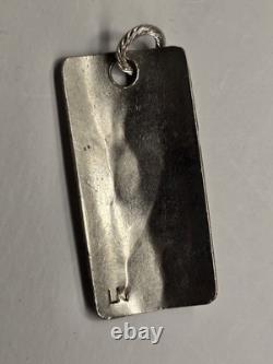 Vintage Navajo Kokopelli Sterling Pendant 2 x 1 Signed LN TURQUOISE & CORAL