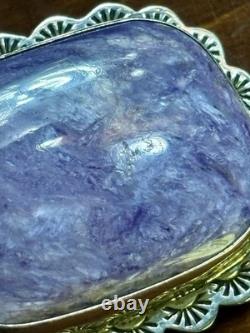 Vintage Navajo Lee Thompson Natural Charoite Stone Pendant Restrung Navajo Beads