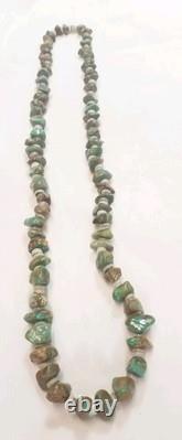 Vintage Navajo Made Chunuky Turquoise Stone Necklace 27 Native American Jewelry