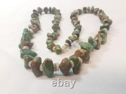 Vintage Navajo Made Chunuky Turquoise Stone Necklace 27 Native American Jewelry