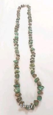 Vintage Navajo Made Chunuky Turquoise Stone Necklace 27 Native American Jewelry