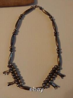 Vintage Navajo Mellon and Blossom Bead Silver Necklace Native American Jewelry