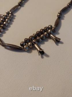 Vintage Navajo Mellon and Blossom Bead Silver Necklace Native American Jewelry