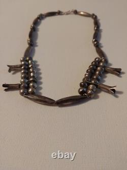 Vintage Navajo Mellon and Blossom Bead Silver Necklace Native American Jewelry