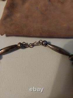 Vintage Navajo Mellon and Blossom Bead Silver Necklace Native American Jewelry