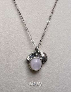 Vintage Navajo Moonstone 18 Necklace Sterling Silver K. M. Navajo Stamp