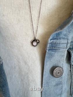 Vintage Navajo Moonstone 18 Necklace Sterling Silver K. M. Navajo Stamp