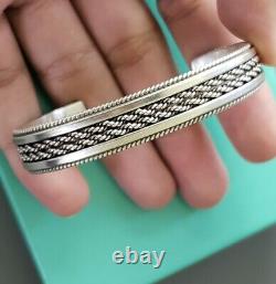 Vintage Navajo Native American Artist Tahe Sterling Silver Bracelet