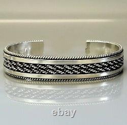 Vintage Navajo Native American Artist Tahe Sterling Silver Bracelet