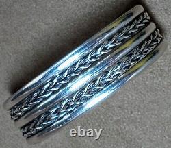 Vintage Navajo Native American Classic Sterling Silver Wide 5 Band Cuff Bracelet