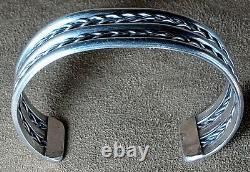 Vintage Navajo Native American Classic Sterling Silver Wide 5 Band Cuff Bracelet