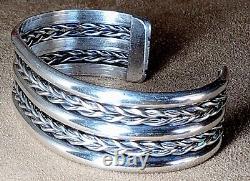 Vintage Navajo Native American Classic Sterling Silver Wide 5 Band Cuff Bracelet