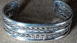 Vintage Navajo Native American Classic Sterling Silver Wide 5 Band Cuff Bracelet