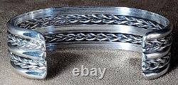 Vintage Navajo Native American Classic Sterling Silver Wide 5 Band Cuff Bracelet