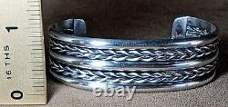 Vintage Navajo Native American Classic Sterling Silver Wide 5 Band Cuff Bracelet