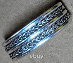 Vintage Navajo Native American Classic Sterling Silver Wide 5 Band Cuff Bracelet