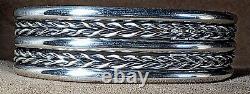 Vintage Navajo Native American Classic Sterling Silver Wide 5 Band Cuff Bracelet