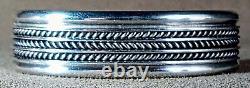 Vintage Navajo Native American Classic Sterling Silver Wide 8 Band Cuff Bracelet
