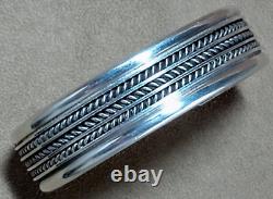 Vintage Navajo Native American Classic Sterling Silver Wide 8 Band Cuff Bracelet