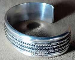 Vintage Navajo Native American Classic Sterling Silver Wide 8 Band Cuff Bracelet