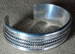 Vintage Navajo Native American Classic Sterling Silver Wide 8 Band Cuff Bracelet