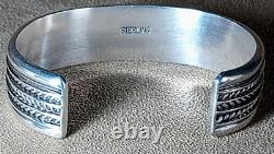 Vintage Navajo Native American Classic Sterling Silver Wide 8 Band Cuff Bracelet