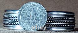 Vintage Navajo Native American Classic Sterling Silver Wide 8 Band Cuff Bracelet