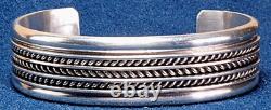 Vintage Navajo Native American Classic Sterling Silver Wide 8 Band Cuff Bracelet