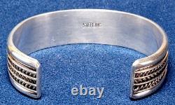 Vintage Navajo Native American Classic Sterling Silver Wide 8 Band Cuff Bracelet