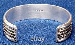 Vintage Navajo Native American Classic Sterling Silver Wide 8 Band Cuff Bracelet