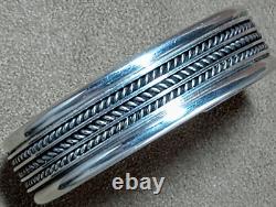 Vintage Navajo Native American Classic Sterling Silver Wide 8 Band Cuff Bracelet