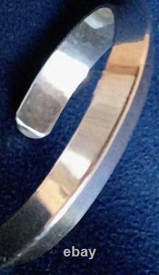 Vintage Navajo Native American Heavy Sterling Silver Knife Edge Cuff Bracelet