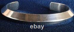 Vintage Navajo Native American Heavy Sterling Silver Knife Edge Cuff Bracelet
