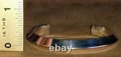 Vintage Navajo Native American Heavy Sterling Silver Knife Edge Cuff Bracelet