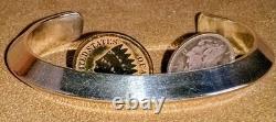 Vintage Navajo Native American Heavy Sterling Silver Knife Edge Cuff Bracelet
