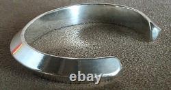 Vintage Navajo Native American Heavy Sterling Silver Knife Edge Cuff Bracelet