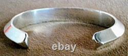 Vintage Navajo Native American Heavy Sterling Silver Knife Edge Cuff Bracelet
