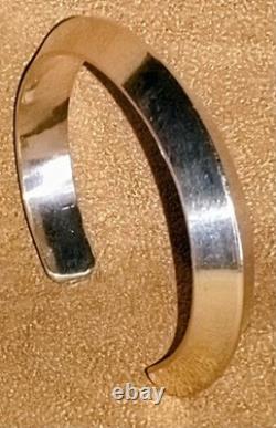 Vintage Navajo Native American Heavy Sterling Silver Knife Edge Cuff Bracelet