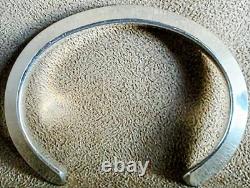 Vintage Navajo Native American Heavy Sterling Silver Knife Edge Cuff Bracelet