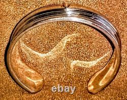 Vintage Navajo Native American Heavy Sterling Silver Knife Edge Cuff Bracelet