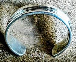 Vintage Navajo Native American Heavy Sterling Silver Knife Edge Cuff Bracelet