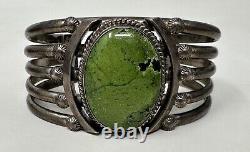 Vintage Navajo Native American J. Begay Sterling Silver Green Turquoise Bracelet
