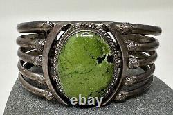 Vintage Navajo Native American J. Begay Sterling Silver Green Turquoise Bracelet