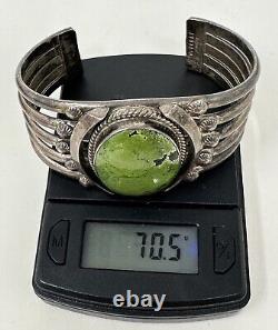 Vintage Navajo Native American J. Begay Sterling Silver Green Turquoise Bracelet