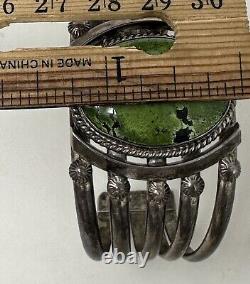 Vintage Navajo Native American J. Begay Sterling Silver Green Turquoise Bracelet