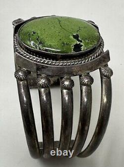 Vintage Navajo Native American J. Begay Sterling Silver Green Turquoise Bracelet