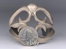 Vintage Navajo Native American Large Sterling Silver Sand Cast Cuff Bracelet 6