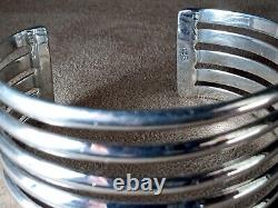 Vintage Navajo Native American Modern Sterling Silver Wide 5 Band Cuff Bracelet
