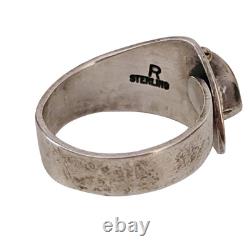 Vintage Navajo Native American R Rex Abeita Sterling Silver Coral Ring Sz 8