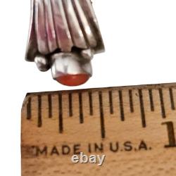 Vintage Navajo Native American R Rex Abeita Sterling Silver Coral Ring Sz 8